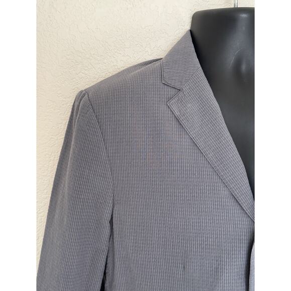 John Varvatos Seersucker Jacket Blazer 38 JVS1050B Cotton Zipper Pocket Office - Picture 4 of 16